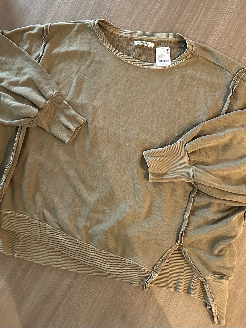Free People We The Free Camden Sweatshirt Olive Green Oversized L NWT OB1362444